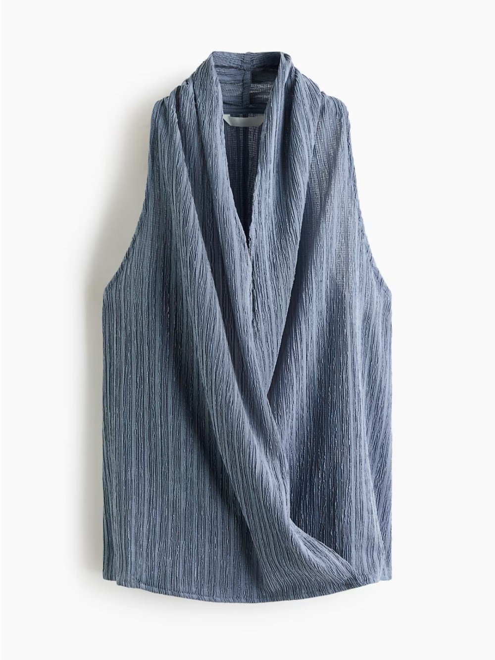 H&M Textured Halter Cowl Neck Top - Blue